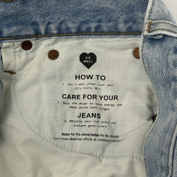 Madewell Relaxed Jean Shorts Size 25 Women's Blue Denim Button Fly Cutoff 2” Ins - Picture 9 of 13